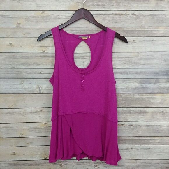 Anthropologie Tank Top Henley Pink Small - Picture 2 of 5